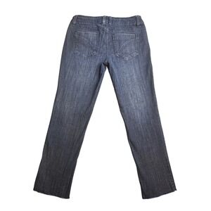 Elle Dark Straight Leg Jeans Womens 4 Dark Wash Blue Denim Raw Hem Stretch